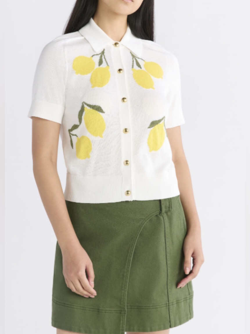 Free Assembly Lemon Print Cardigan Sweater